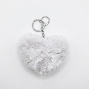 Llavero corazón de peluche gris
