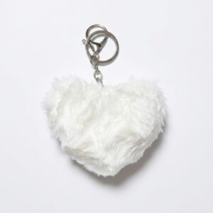 Llavero corazón de peluche blanco